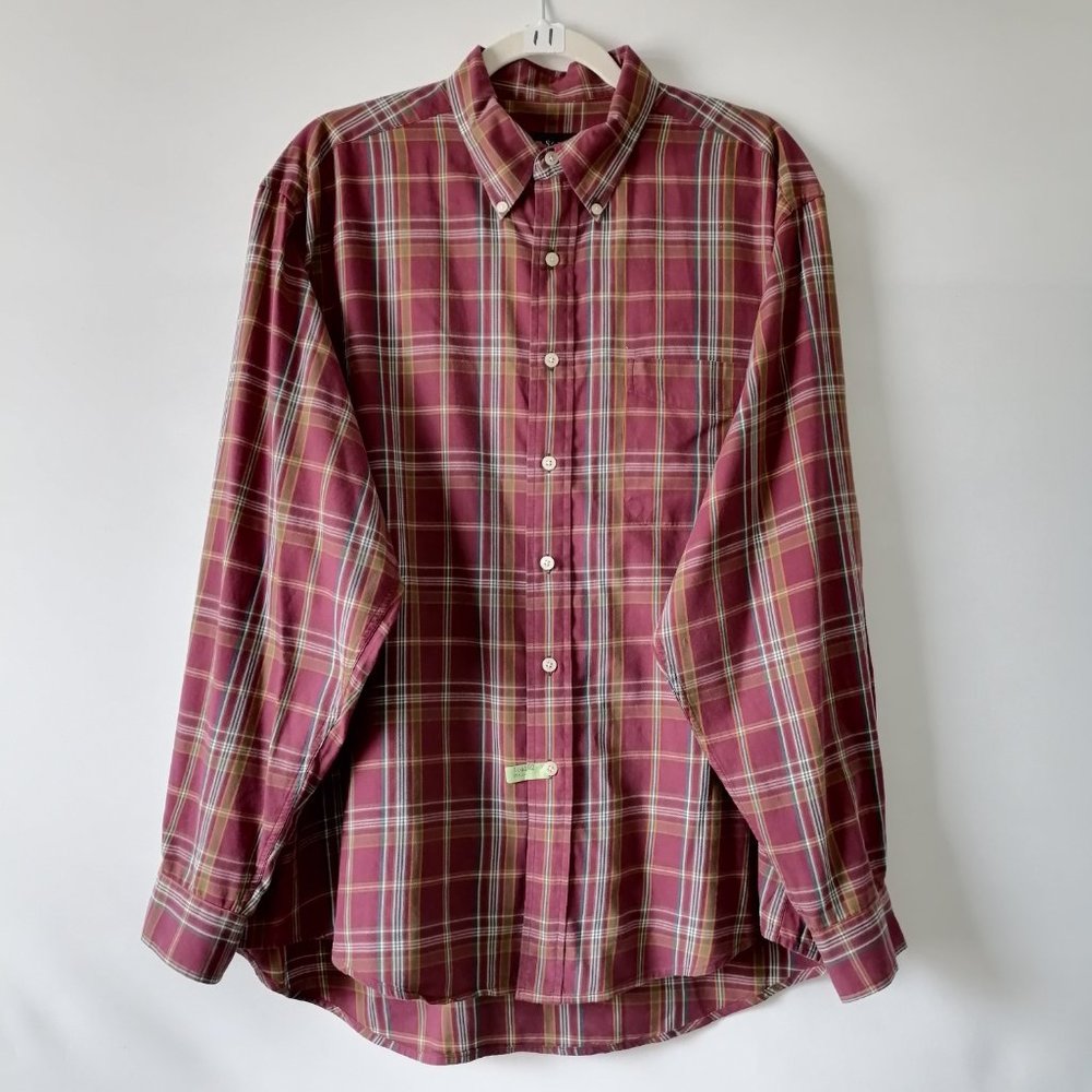 Old School Clothing Company Mens Red Long Sleeve Plaid Button Down Shirt Size XL